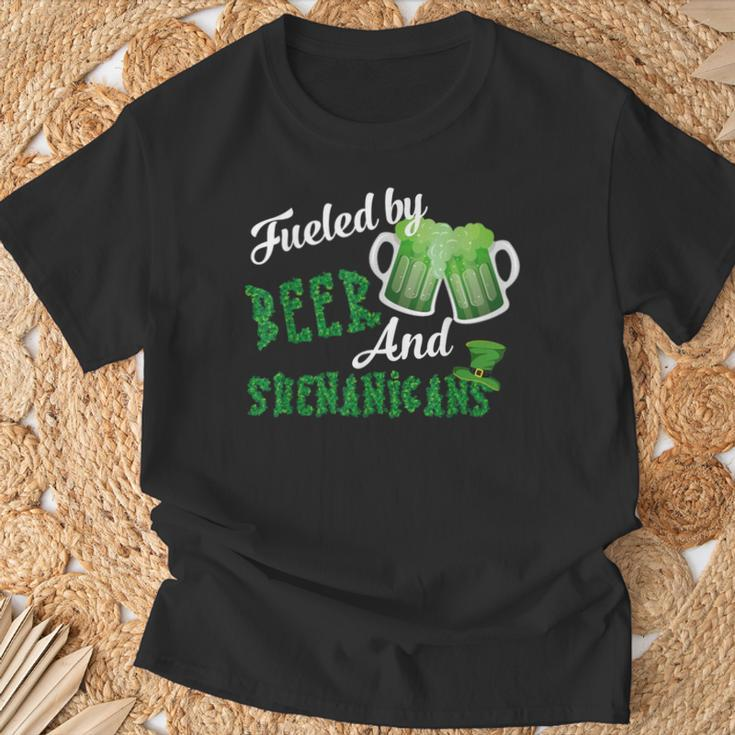 Fueled By Beer And Shenanigans St Patricks Day Beer T-Shirt Gifts for Old Men