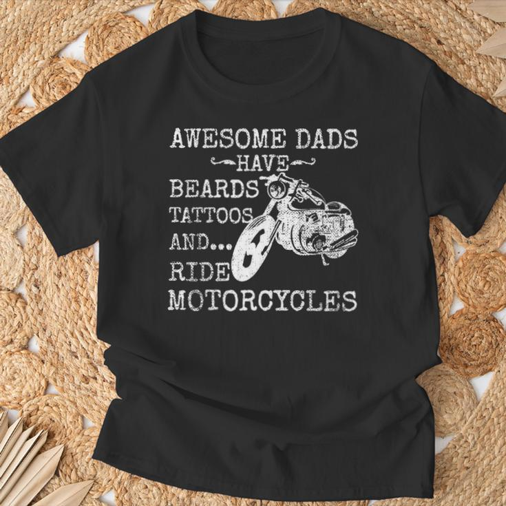 Beard Awesome Dad Beard Tattoos And Motorcycles T-Shirt Gifts for Old Men