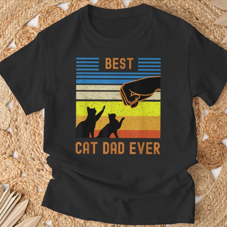 Best Cat Dad Ever Vintage Retro Cat Fist Bump T-Shirt Geschenke für alte Männer