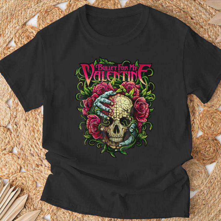 Bullet My Valentine Skull Roses And Red Blood Horror T-Shirt Gifts for Old Men