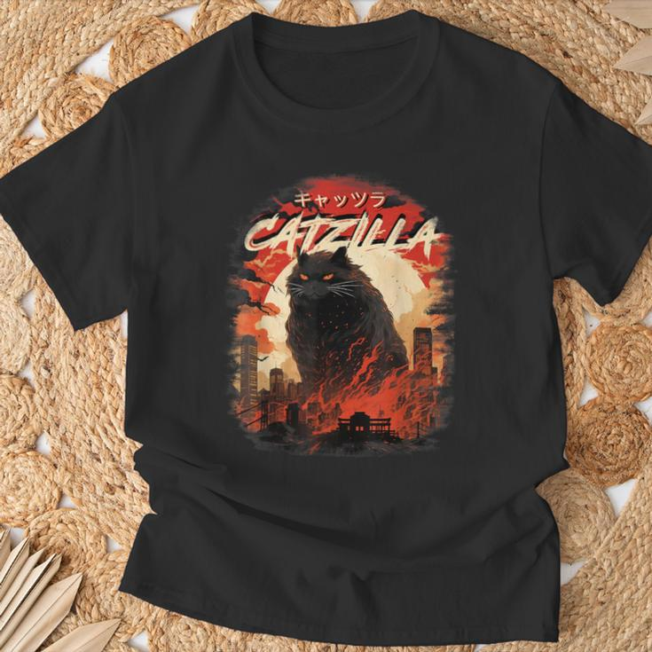 Cat Lover Catzilla Cat Humor Cat T-Shirt Gifts for Old Men