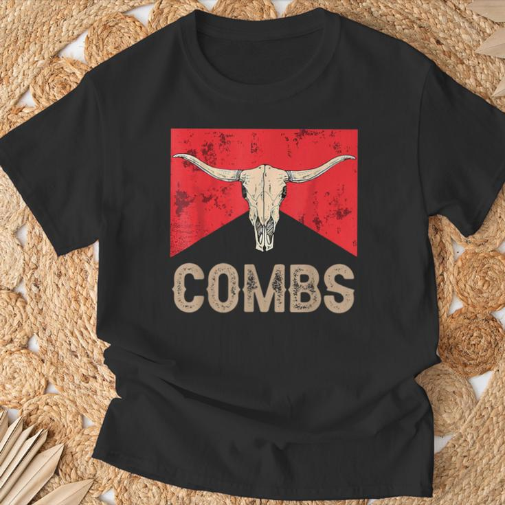 Combs Country Music Western Cow Skull Cowboy T-Shirt Gifts for Old Men