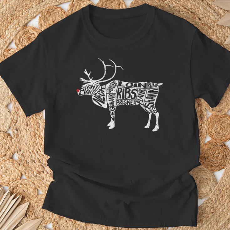 Deer Hunters Cuts Meat Rudolph Reindeer T-Shirt Gifts for Old Men