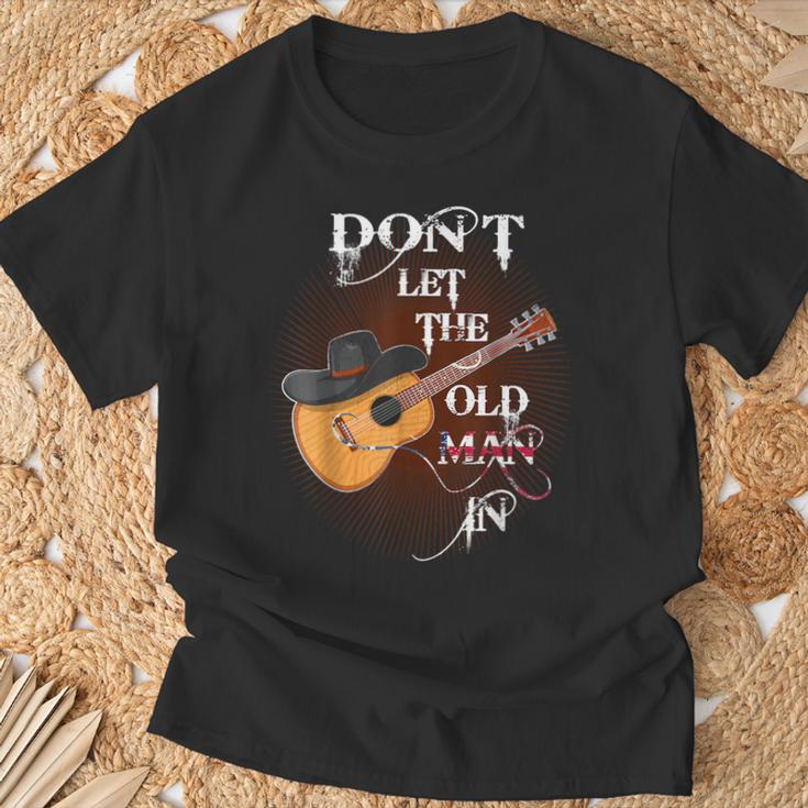 Don't Let The Old Man In Vintage Guitar Country Music T-Shirt Gifts for Old Men