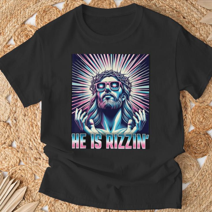 Easter Resurrection Rizz Meme He Is Rizzin Jesus T-Shirt Gifts for Old Men