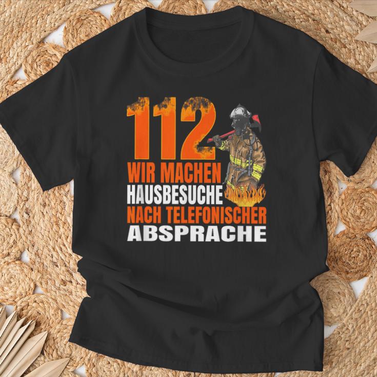 Fire Brigade 112 Wir Machen Hausbesuche Saying 112 T-Shirt Geschenke für alte Männer