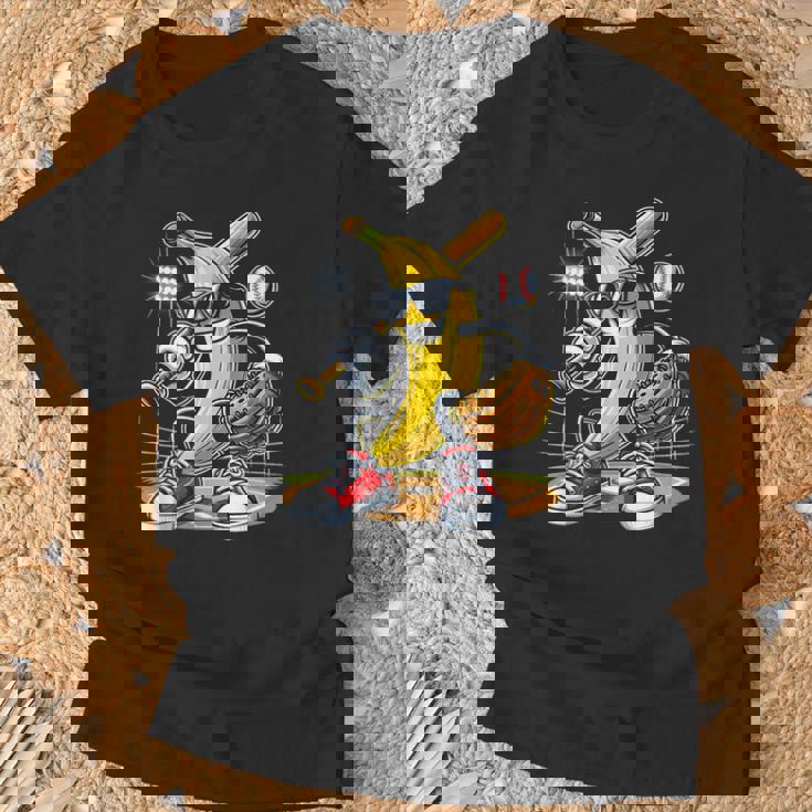 Fruit Lover Banana Playing Baseball Baseball Player T-Shirt Gifts for Old Men