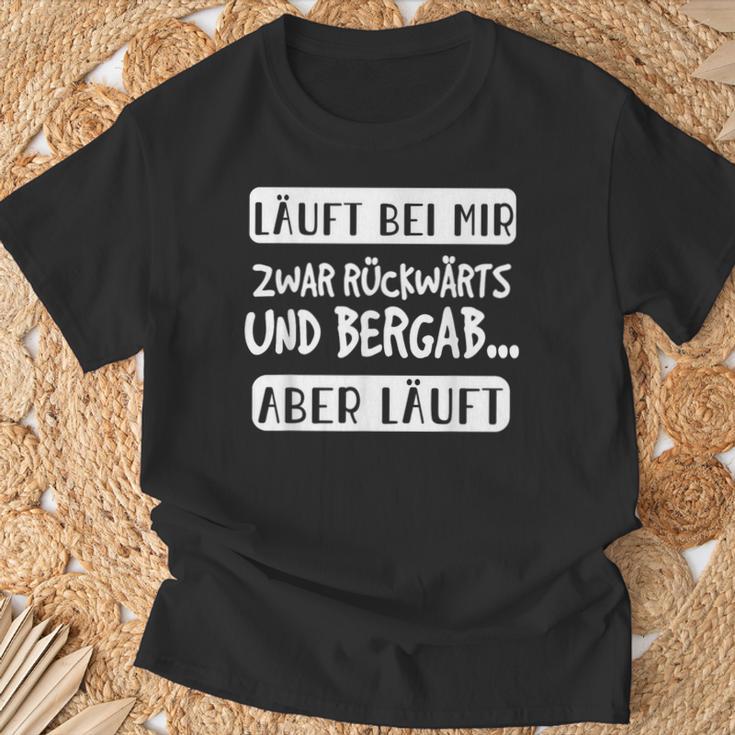 Läuft Bei Mir Zurücktern Und Bergab Aber Läuft German L S T-Shirt Geschenke für alte Männer