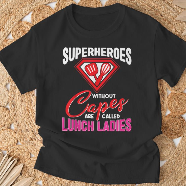 Lunch Lady Superheroes Capes Cafeteria Worker Squad T-Shirt Gifts for Old Men