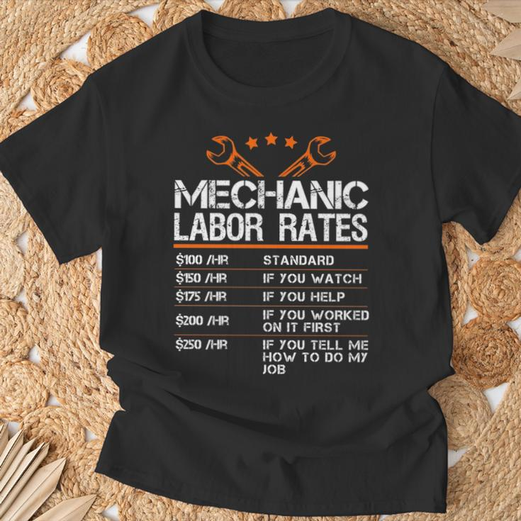 Mechanic Hourly Rate Gif Labor Rates T-Shirt Gifts for Old Men