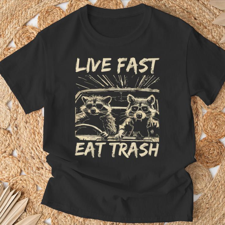 Raccoon Live Fast Eat Trash Street Cats Squad T-Shirt Gifts for Old Men