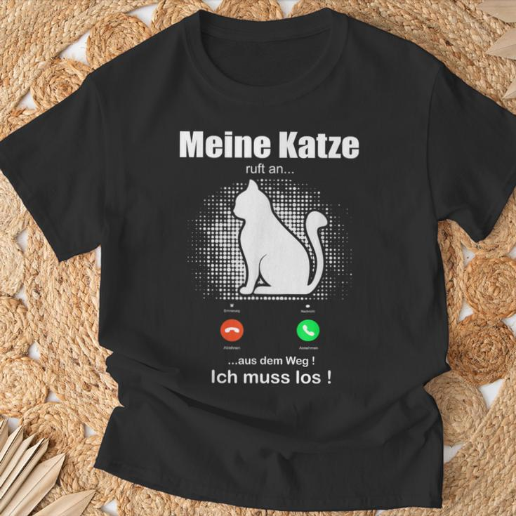 Saying My Cat Ruft An Jahrgang Cats T-Shirt Geschenke für alte Männer