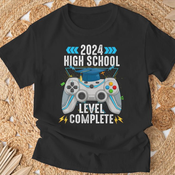 Senior Gamer 2024 High School Level Complete 2024 Grad T-Shirt Gifts for Old Men