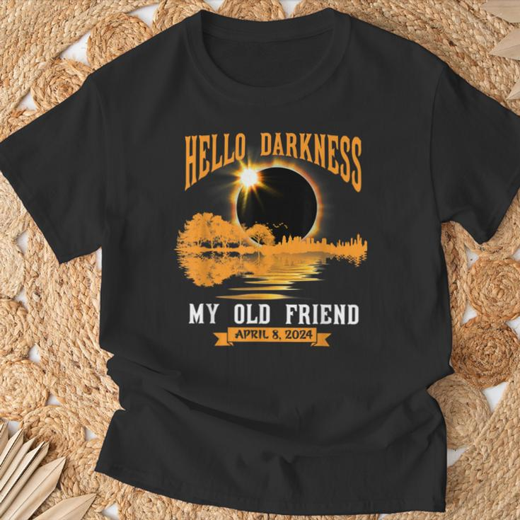 Total Solar Eclipse 2024 Hello Darkness My Old Friend T-Shirt Gifts for Old Men