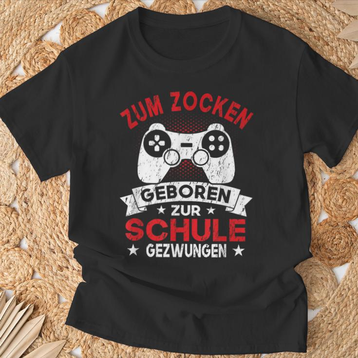 Gamer Zocker Games Zum Zocken Geboren Zur Schul T-Shirt Geschenke für alte Männer