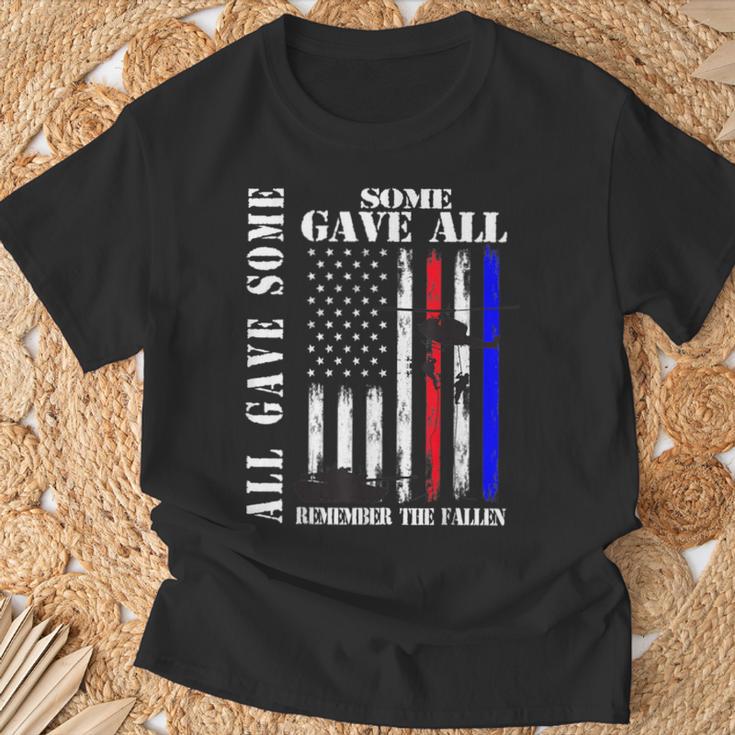 All Gave Some Some Gave All Flag Veteran Memorial Day Family T-Shirt Gifts for Old Men