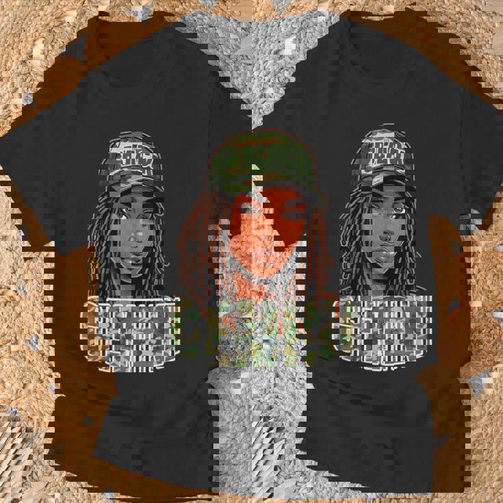 Gemini Queen Black Woman Camo Hat Locs Birthday T-Shirt Gifts for Old Men