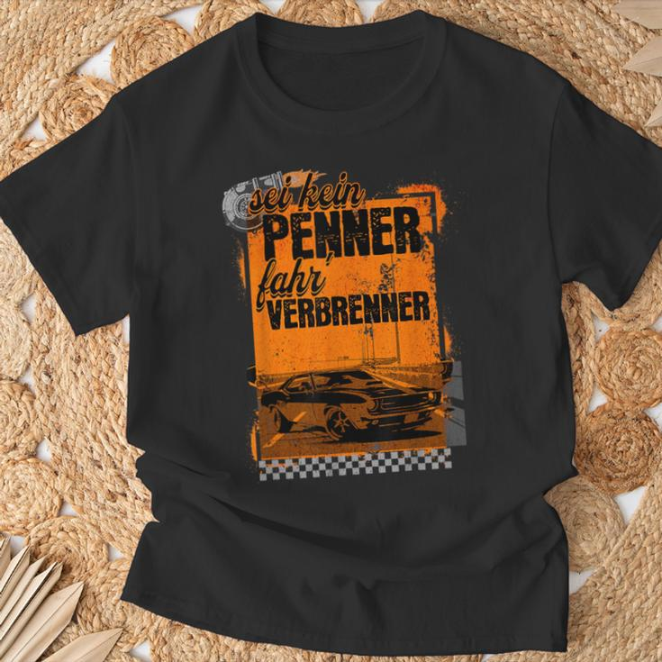 With German Text Sei Kein Penner Fahr Verbrenner Black T-Shirt Geschenke für alte Männer