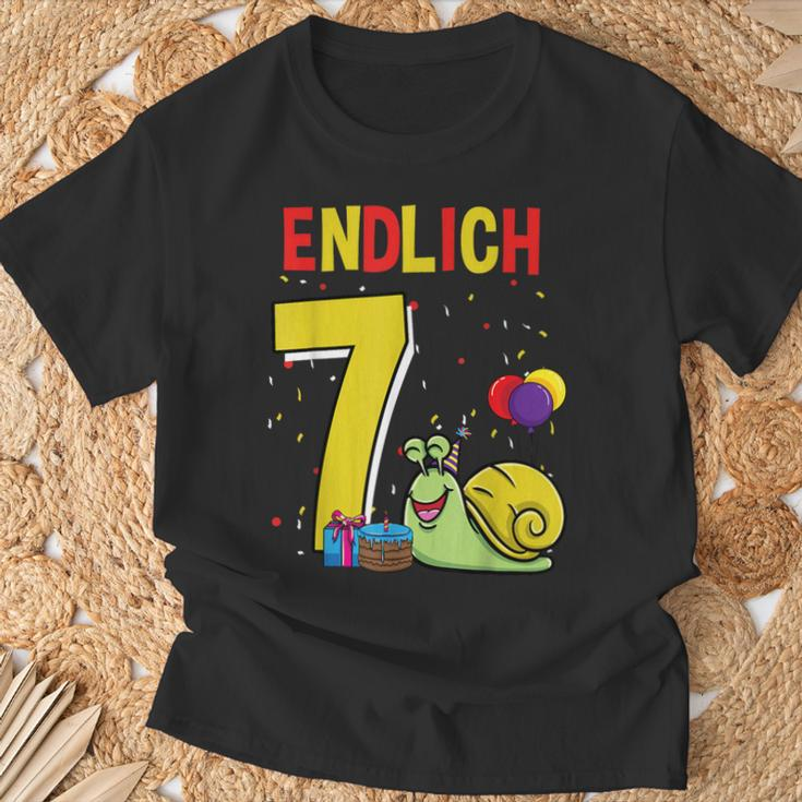 Geschenk 7 Jahre Alt Schnecke Kinder Geburtstag T-Shirt Geschenke für alte Männer