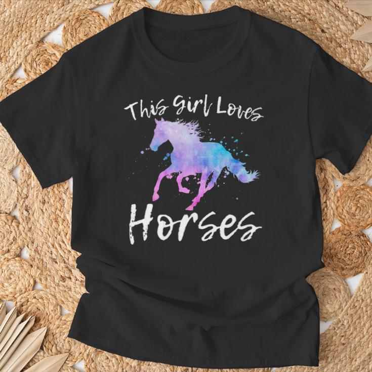 This Girl Loves Horses Equestrian Ridingn Girl Kid Women T-Shirt Gifts for Old Men
