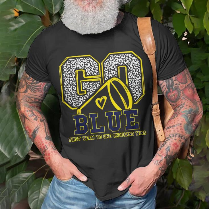 Go Blue First Team To One Thousand Wins T-Shirt Gifts for Old Men