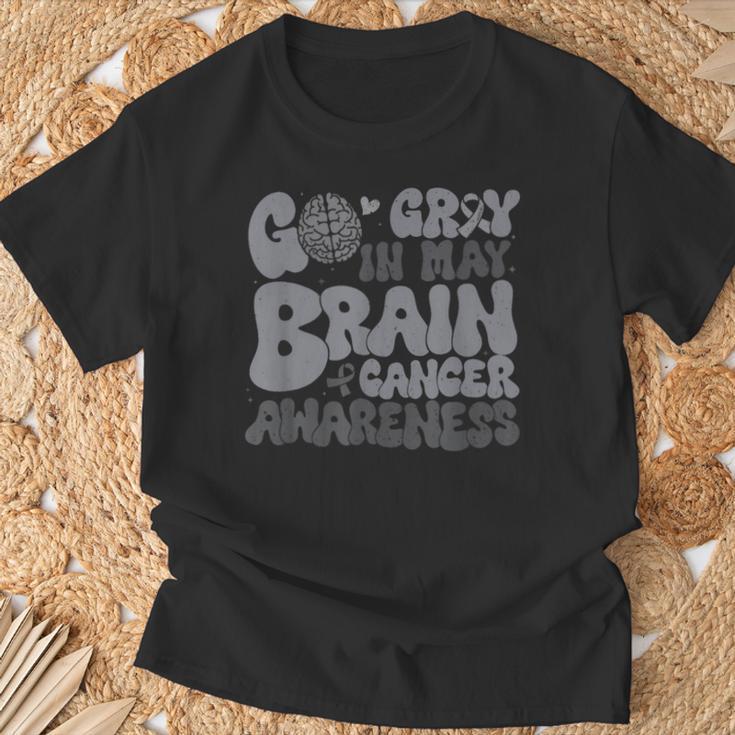 Go Gray In May For Brain Tumor Cancer Awareness Gray Ribbon T-Shirt Gifts for Old Men