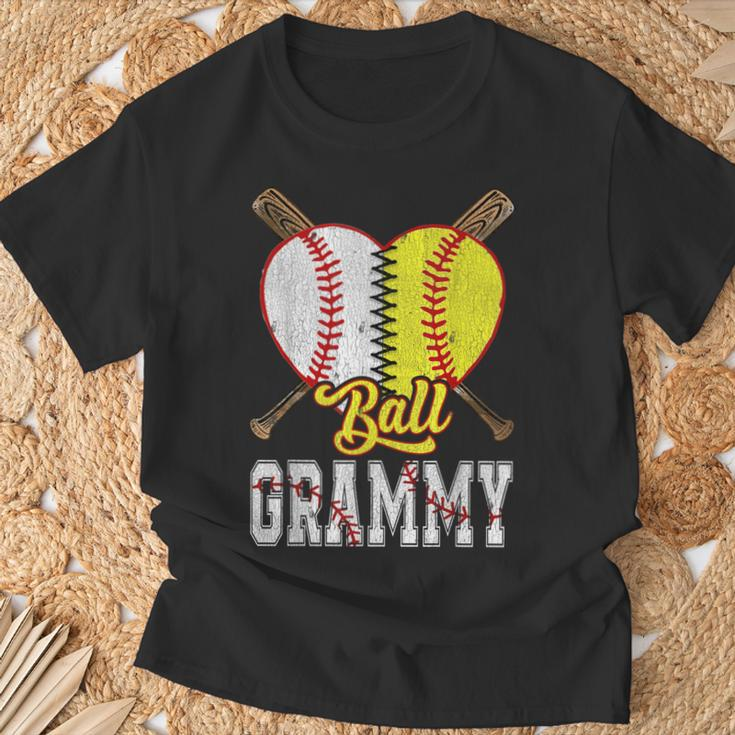 Grammy Of Both Ball Grammy Baseball Softball Pride T-Shirt Gifts for Old Men
