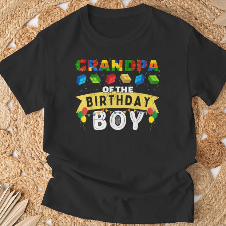 Grandpa Of The Birthday Boy Building Blocks Master Builder T-Shirt Gifts for Old Men