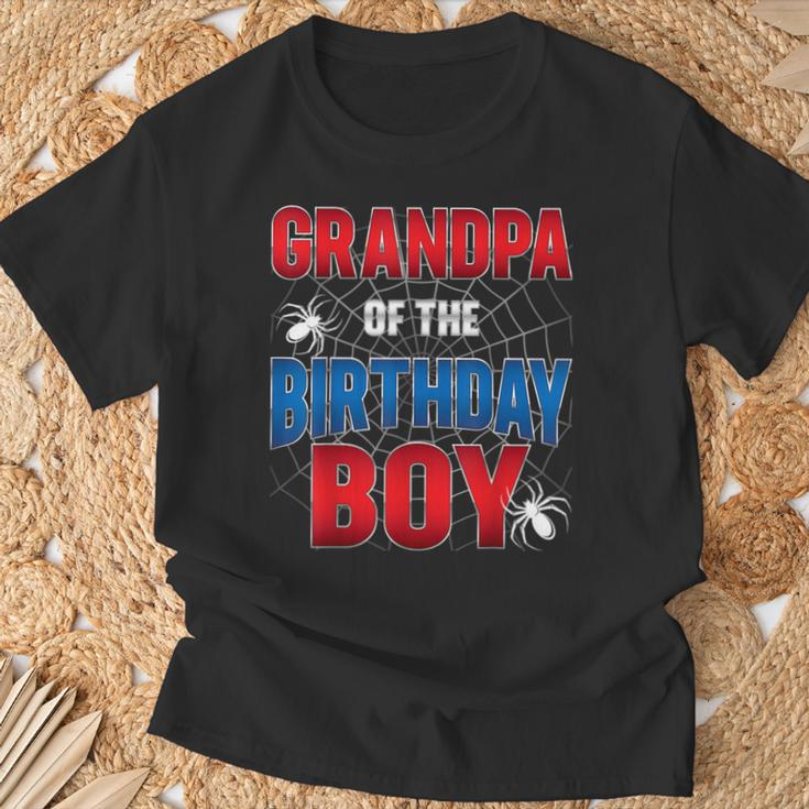 Grandpa Of Birthday Boy Costume Spider Web Birthday Party T-Shirt Gifts for Old Men