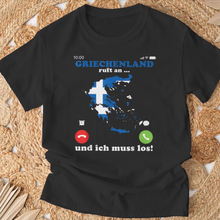 Greece Flag Greece Ruft An Ich Muss Los Greek T-Shirt Geschenke für alte Männer