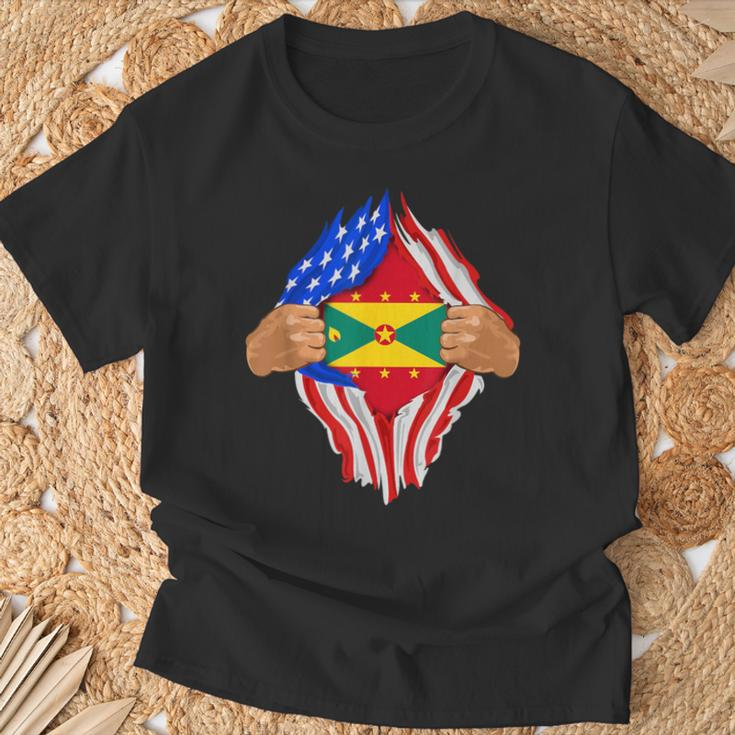 Grenadian Blood Inside Me Grenada Flag T-Shirt Gifts for Old Men