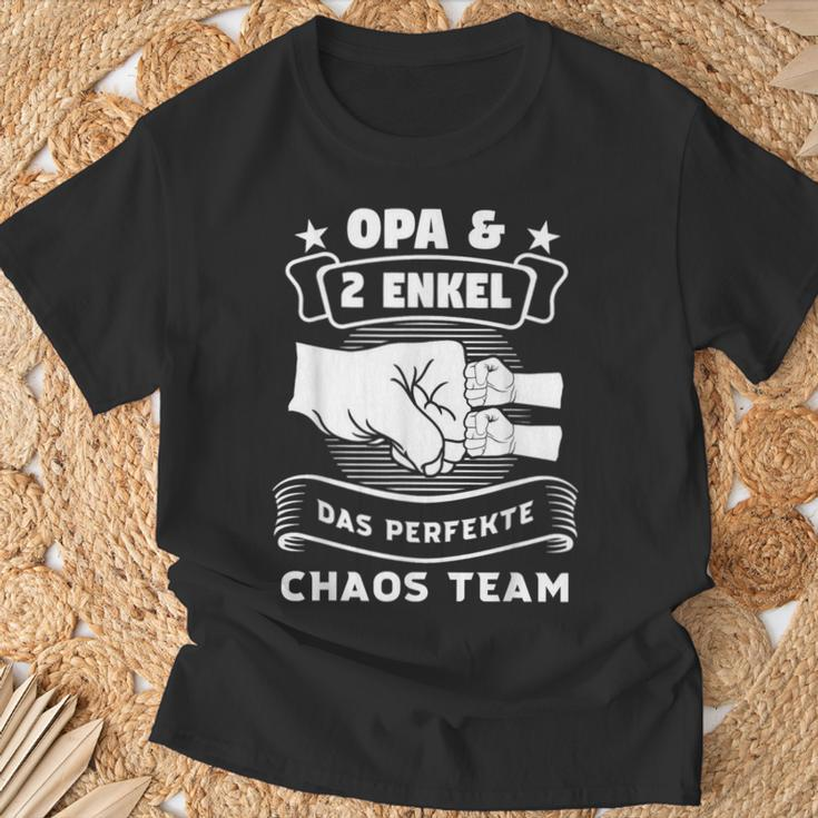 Großvater & 2 Enkel Chaos Team Schwarz T-Shirt - Familie Spaß Geschenke für alte Männer