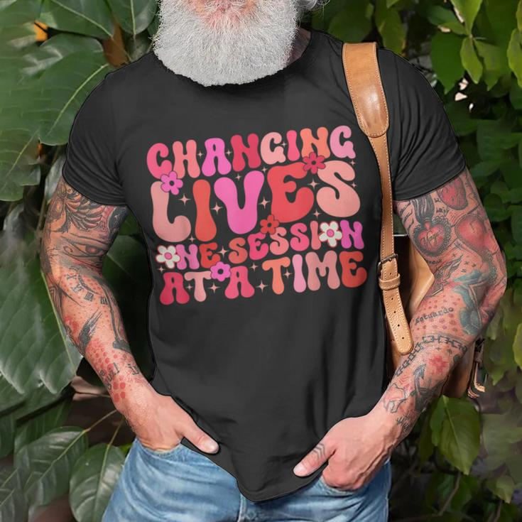 Groovy Changing Lives One Session At A Time Aba Therapist T-Shirt Gifts for Old Men