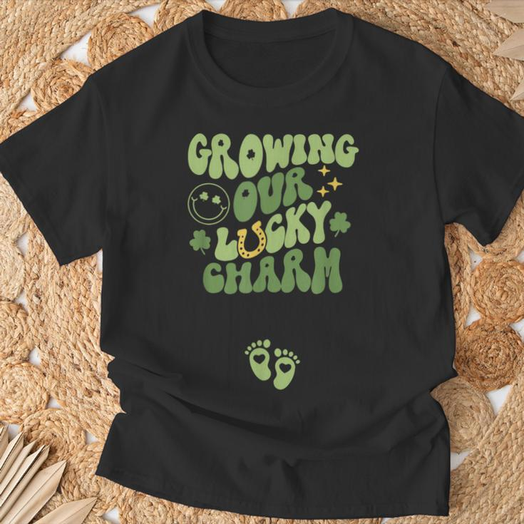 Growing Our Lucky Charm St Patrick's Day Pregnancy Maternity T-Shirt Gifts for Old Men
