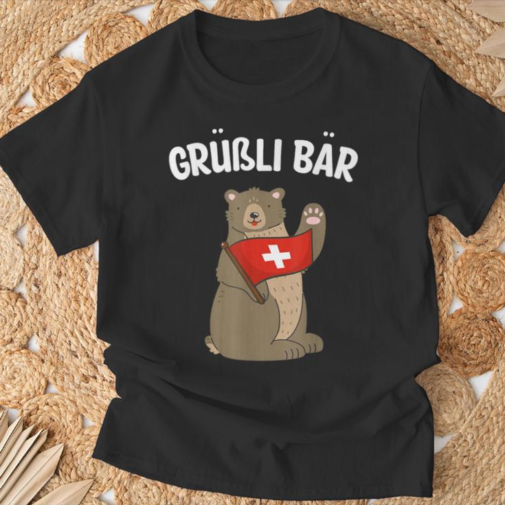 Grüßli Bear Swiss Grüezi Grizzly Bear T-Shirt Geschenke für alte Männer