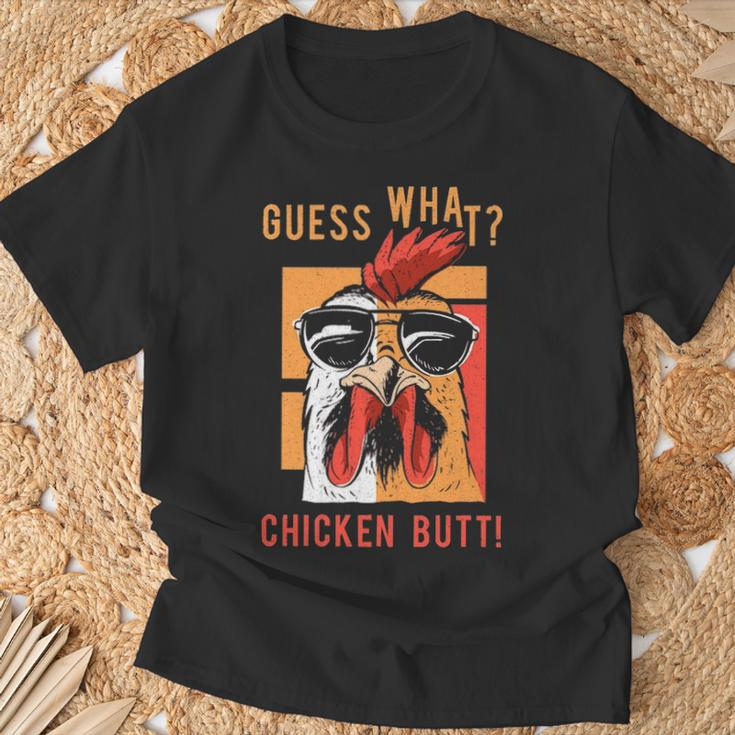 Guess What Chicken Butt Dad Siblings Friends Humor T-Shirt Gifts for Old Men