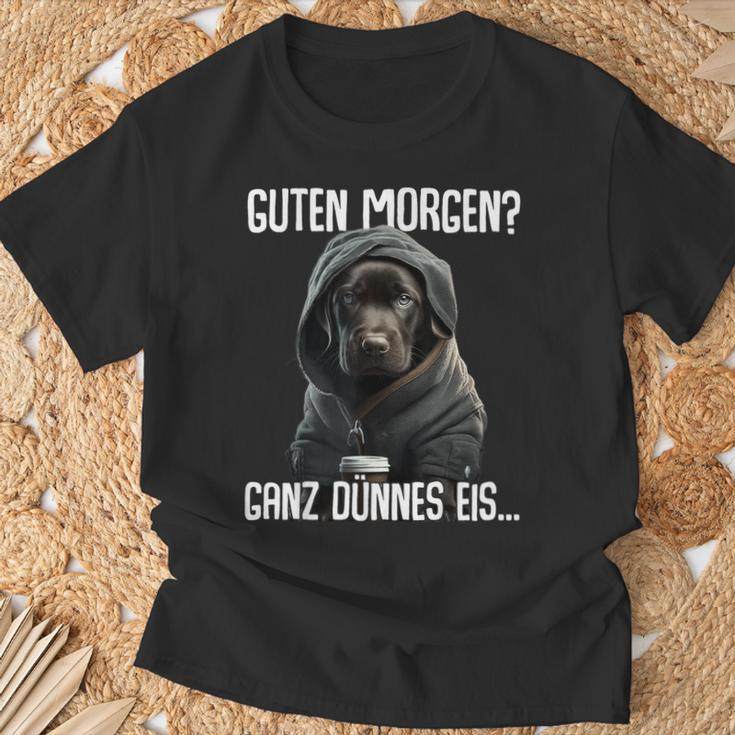 Guten Morgen Ganz Dünnes Ice Morgenmuffel Labrador Puppy T-Shirt Geschenke für alte Männer