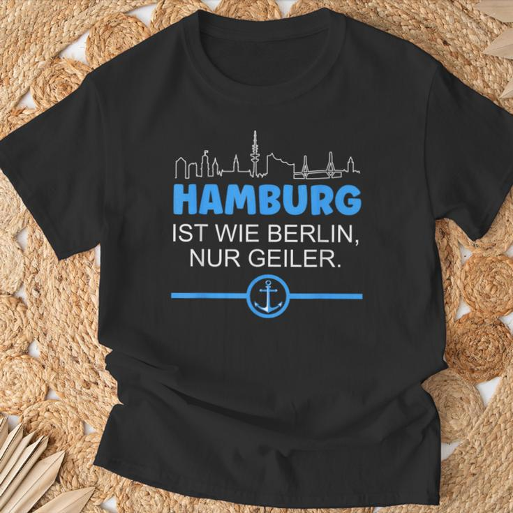 Hamburg Is Like Berline Nur Geiler Skyline Anchor S T-Shirt Geschenke für alte Männer