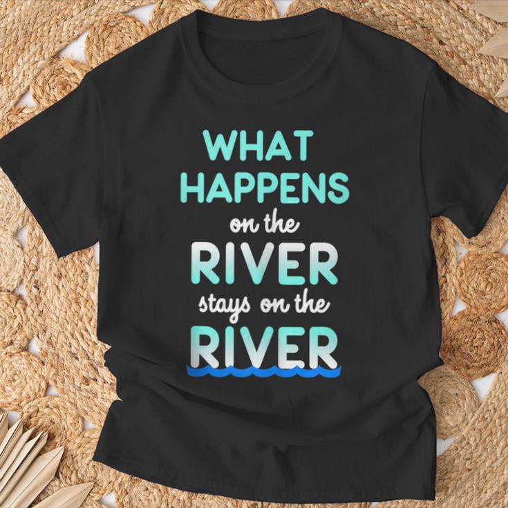 What Happens On The River Stays On The River Float T-Shirt Gifts for Old Men