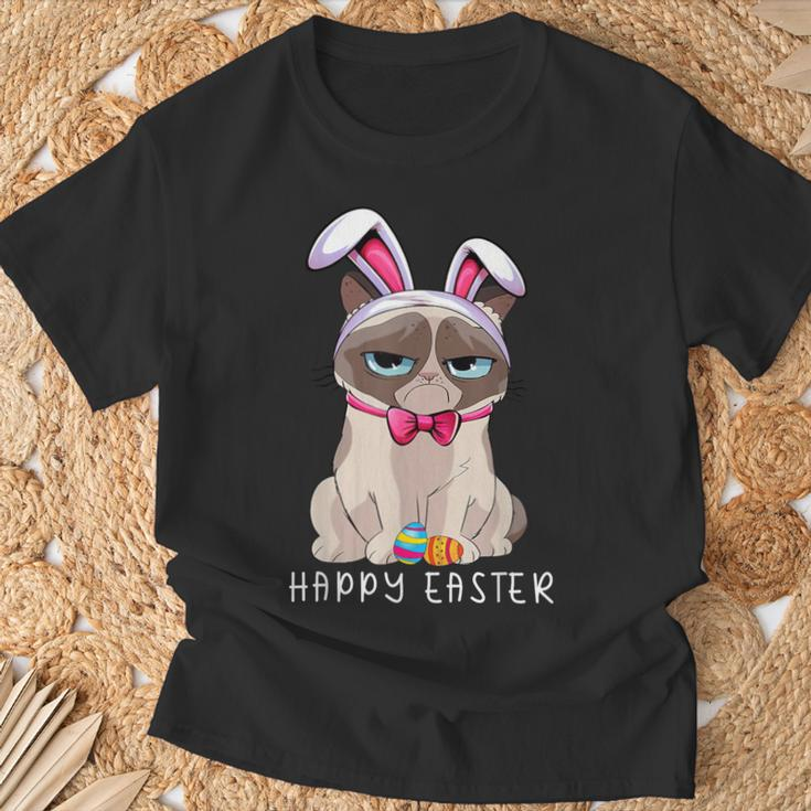 Happy Easter Bunny Pajama Dress Cat Grumpy Rabbit Ears T-Shirt Gifts for Old Men