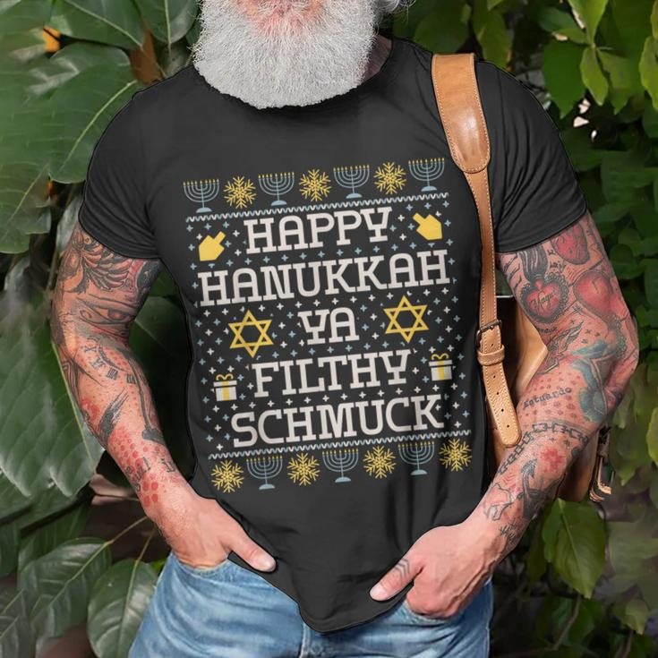 Happy Hanukkah Ya Filthy Schmuck Hanukkah Idea T-Shirt Gifts for Old Men