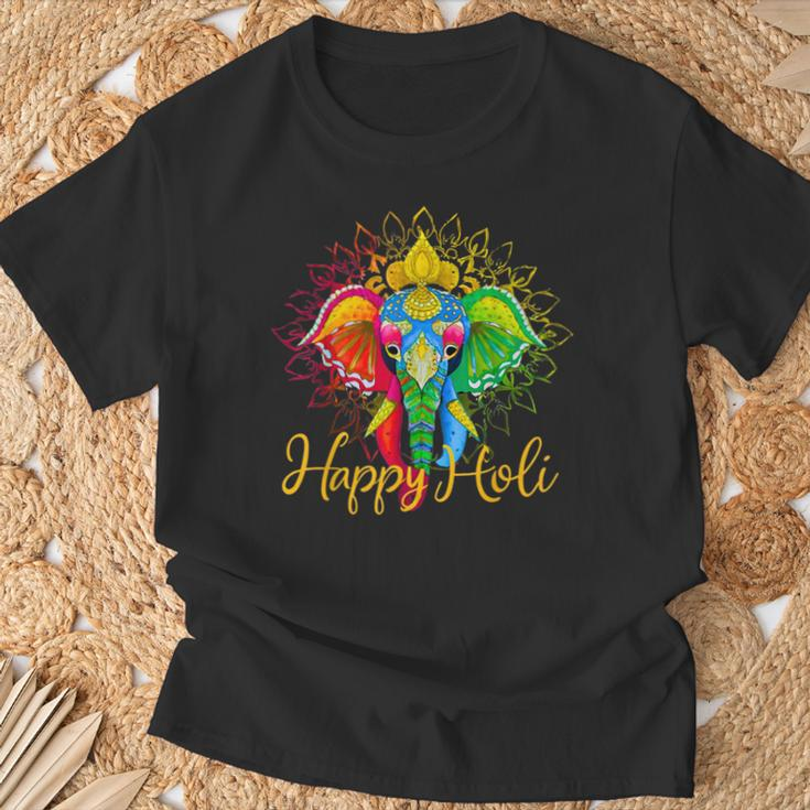 Happy Holi Festival India Colors Elephant Hindu Spring 2024 T-Shirt Gifts for Old Men