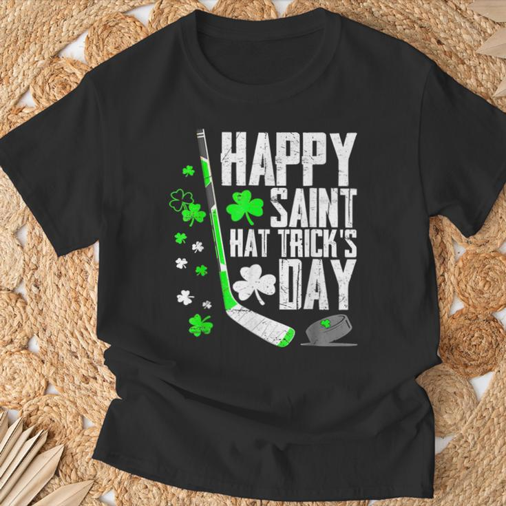 Happy Saint Hat Trick's Day Ice Hockey St Patrick's T-Shirt Gifts for Old Men