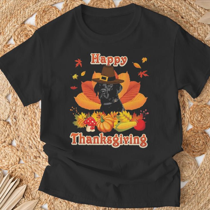 Happy Thanksgiving Black Labrador Dog I'm Thankful For My T-Shirt Gifts for Old Men
