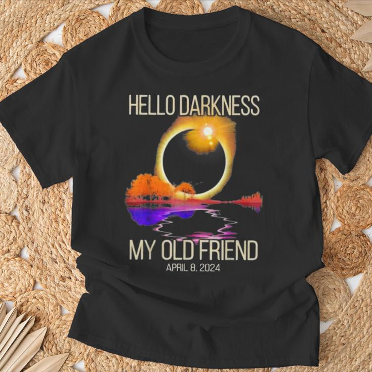 Hello Darkness My Old Friend Eclipse Solar April 08 2024 T-Shirt Gifts for Old Men