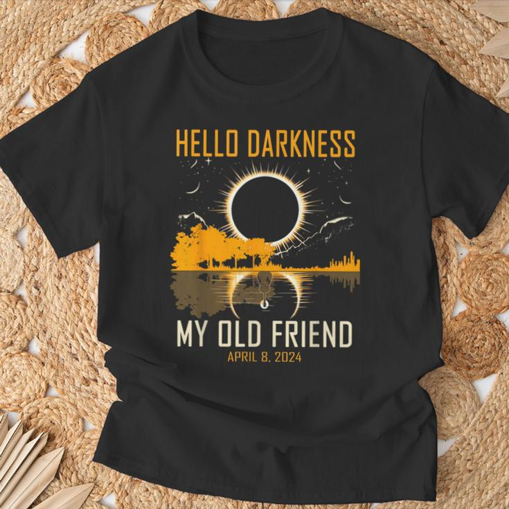 Hello Darkness My Old Friend Solar Eclipse April 8 2024 T-Shirt Gifts for Old Men