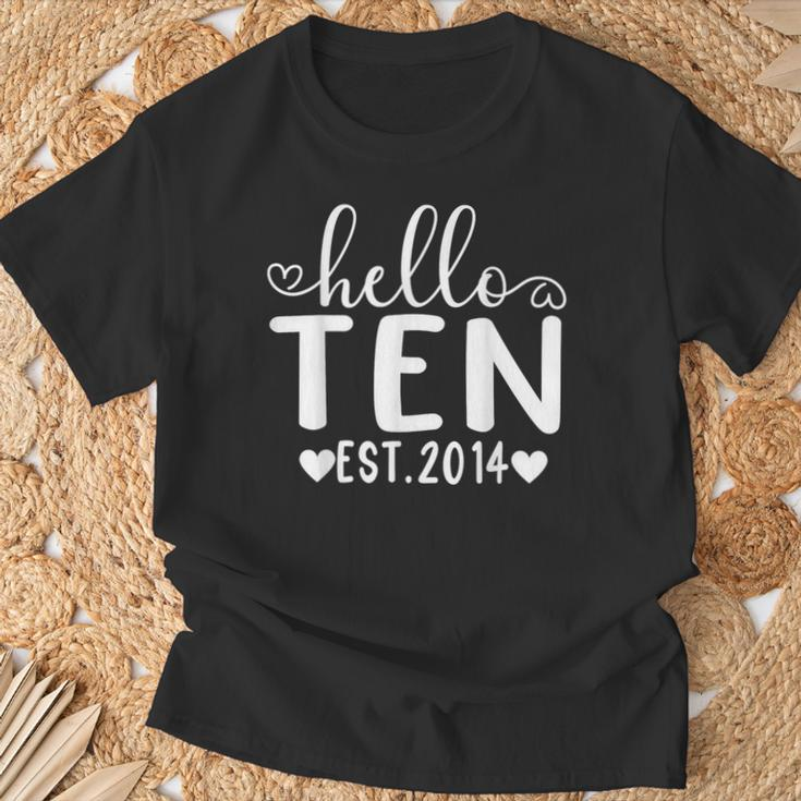 Hello Ten Est 2014 10 Years Old 10Th Birthday For Girls Boys T-Shirt Gifts for Old Men