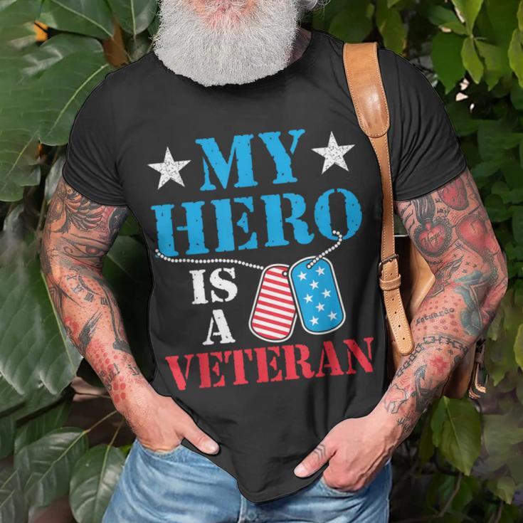 My Hero Is A Veteran Veteran's Day Family Dad Grandpa T-Shirt Gifts for Old Men