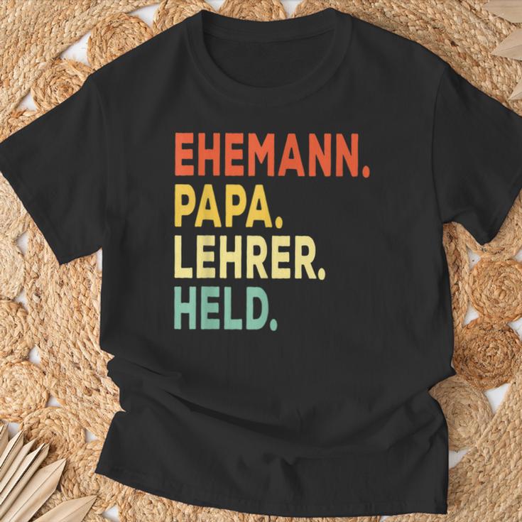 Herren Ehemann Papa Lehrer Held Retro-Jahrgangatertag T-Shirt Geschenke für alte Männer