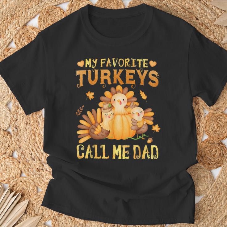 Herren Meine Lieblingstruthähne Nennen Mich Papa Lustiger Herbst Thanksgiving T-Shirt Geschenke für alte Männer